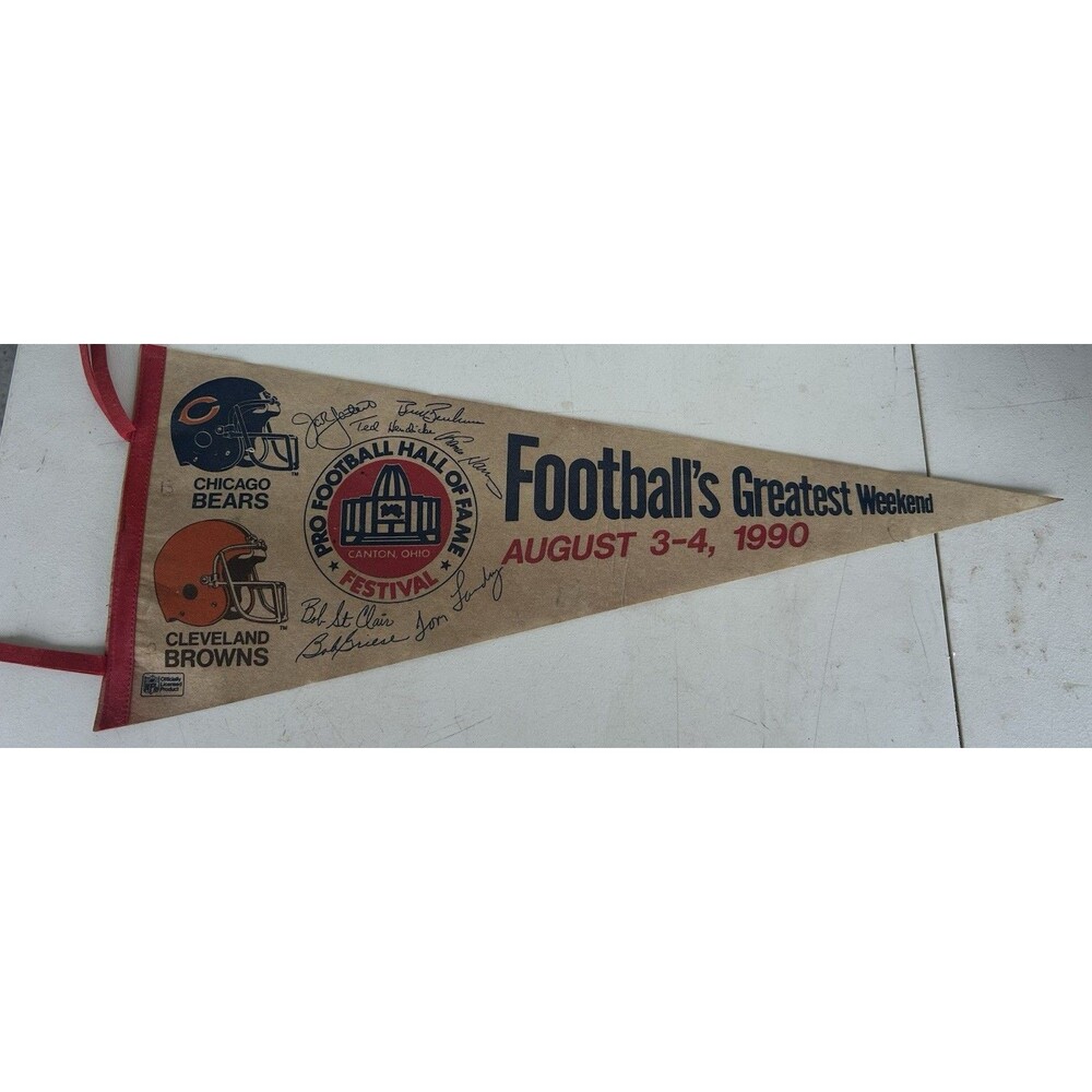 Vintage 1990 Pro Football Hall of Fame Festival Bears Browns 30” Pennant